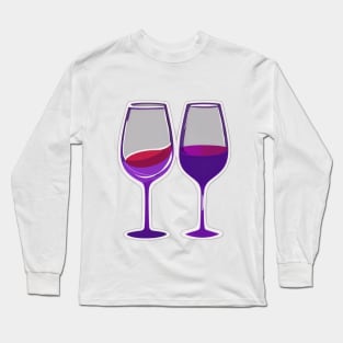 Toasting Wine Glasses - Stylized Cheers Illustration No. 657 Long Sleeve T-Shirt